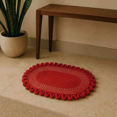 ELEGANT WEAVERS Microfiber Door & Floor Mat(Red, Medium)