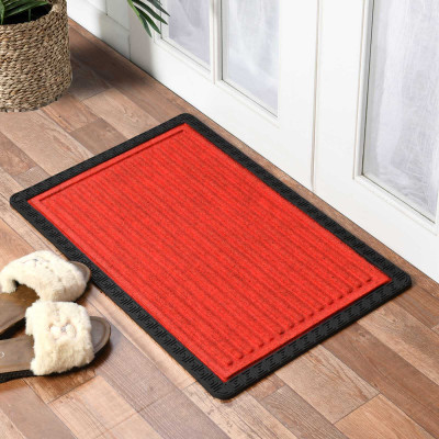 Shree Paras Rubber Door Mat(Red, Medium)