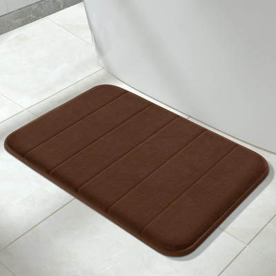 KRDHome Velvet Bathroom Mat(Brown, Medium, Pack of 2)
