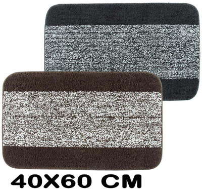 MAA HOME CONCEPT Microfiber Door Mat(Grey & Brown, Medium, Pack of 2)