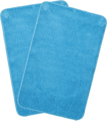 Saral Home Microfiber Bathroom Mat(Light Blue, Large, Pack of 2)