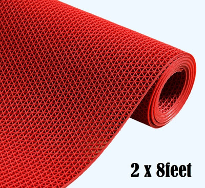 Shoppingzone Rubber Floor Mat(Red 2 x 8feet, Large)