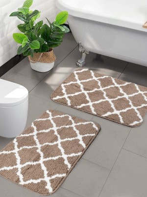 Saral Home Cotton Bathroom Mat(Beige, Large, Pack of 2)