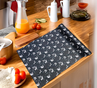 SANRAKSSHAN PVC (Polyvinyl Chloride) Drawer Mat(Grey, Black, Medium)