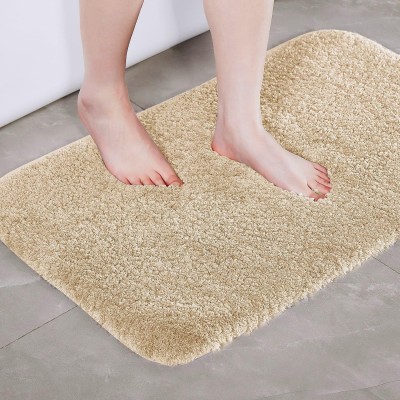 Chhogli Microfiber Bathroom Mat(Beige, Large)