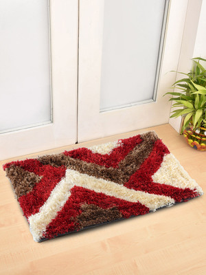 Fabinaliv Polyester Door Mat(Red, Small)