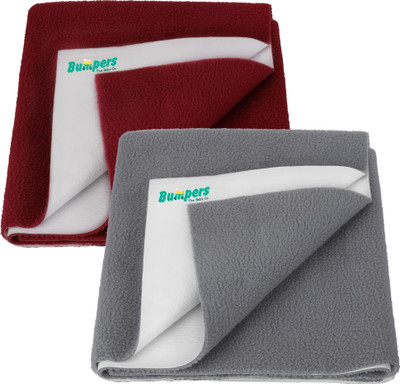 Bumpers Polycotton Baby Bed Protecting Mat(Grey, Maroon, Large, Pack of 2)