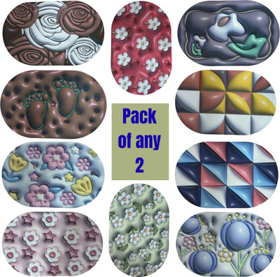 Shemzy Rubber Door Mat(Multicolor, Pack of 2, Medium)