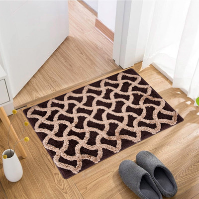 KUBER INDUSTRIES Microfiber Door Mat(Dark Brown, Medium)