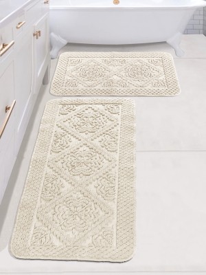 Saral Home Cotton Bathroom Mat(IVORY, Large, Pack of 2)