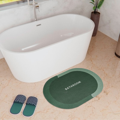 KUBER INDUSTRIES Polyester Bathroom Mat(Green, Medium)