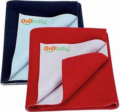 Oyo Baby Cotton Baby Bed Protecting Mat(Dark Blue+ Red, Small, Pack of 2)