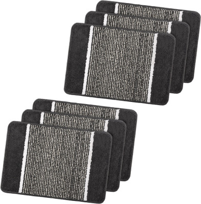 KUBER INDUSTRIES Microfiber Door Mat(Grey, Medium, Pack of 6)