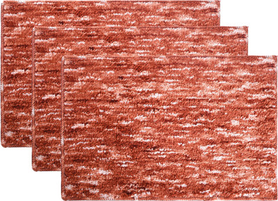 KUBER INDUSTRIES Microfiber Floor Mat(Orange, Medium, Pack of 3)