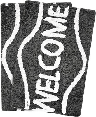 HOMESTIC by Kuber Industries Microfiber Door Mat(Grey, Medium, Pack of 2)