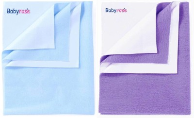 Babyrose Cotton Baby Bed Protecting Mat(Light Blue+Purple, Large, Pack of 2)