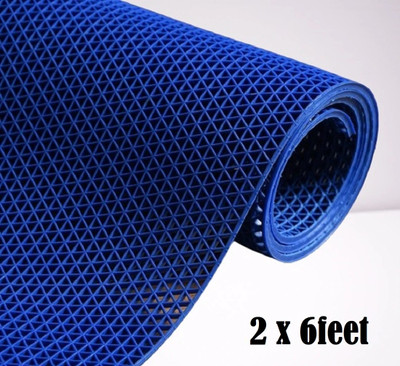 Shoppingzone Rubber Bathroom Mat(Blue 2 x 6feet, Large)