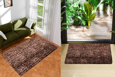 KUBER INDUSTRIES Microfiber Door Mat(Brown, Extra Large, Pack of 2)