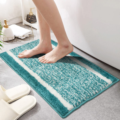 THREADWEAVE Microfiber Door Mat(Light Blue, Large)