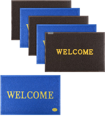 HOMESTIC by Kuber Industries Rubber Door Mat(Brown, Blue, Large, Pack of 6)