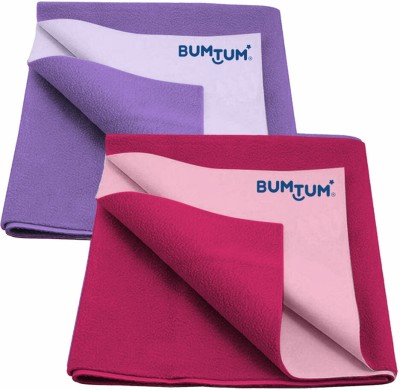 BUMTUM Cotton, Fleece Baby Bed Protecting Mat(Lilac + Hot Pink, Medium, Pack of 2)