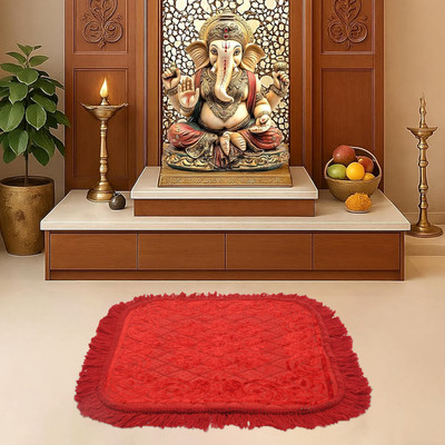 HOMESTIC by Kuber Industries Velvet Prayer Mat(Red, Free)