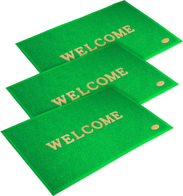 KUBER INDUSTRIES Rubber Door Mat(Green, Free, Pack of 3)
