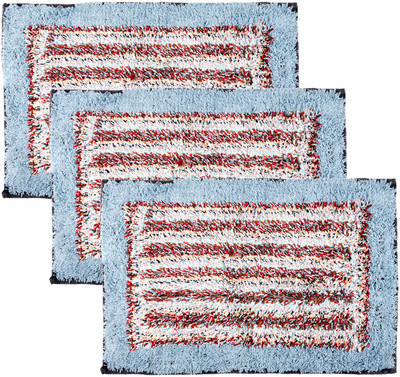 KUBER INDUSTRIES Microfiber Door Mat(Sky Blue, Medium, Pack of 3)