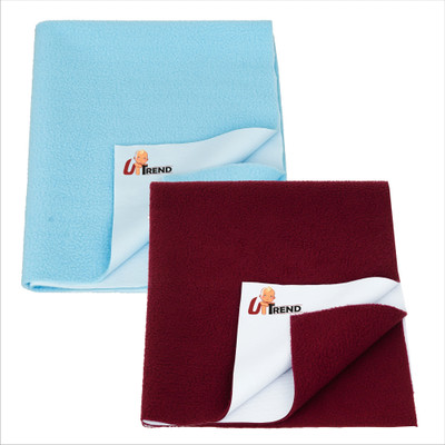 UpTrend Cotton Baby Bed Protecting Mat(SKY BLUE, MAROON, Pack of 2, Small)
