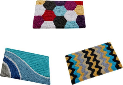 AAZEEM Cotton Door Mat(Multicolor, Medium, Pack of 3)