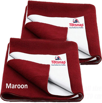 Totsnap Fleece Baby Bed Protecting Mat(Maroon, Pack of 2, Large)