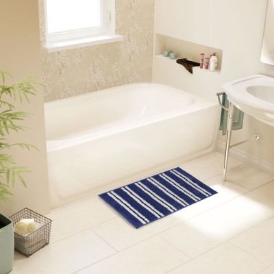 AURADESIGNSTORE Microfiber Bathroom Mat(Blue, Medium)