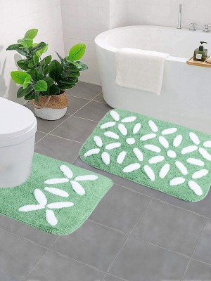 Saral Home Cotton Bathroom Mat(Green, Medium)