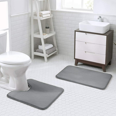 Wonder Work Microfiber Bathroom Mat(Grey, Medium)
