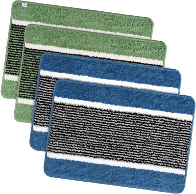 Heart Home Microfiber Door Mat(Blue, Green, Medium, Pack of 4)