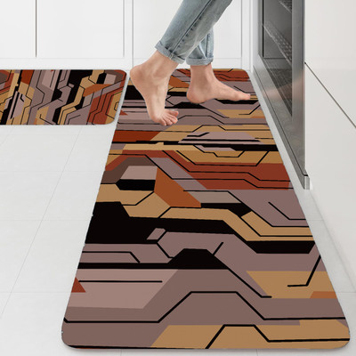 Ishro Home Polyester Floor Mat(RetroBrown, Large, Pack of 2)