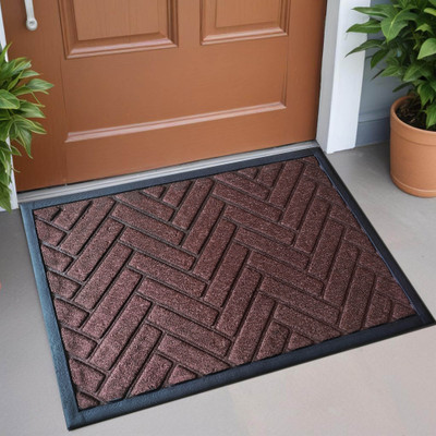 Weave Arts Rubber Door Mat(Brown, Medium)