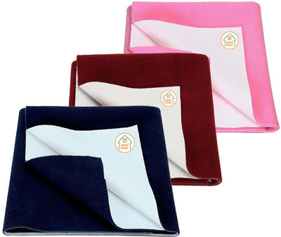 D BABY HOME Cotton Baby Bed Protecting Mat(Dark Blue + Maroon + Pink, Pack of 3, Large)
