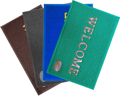 VSTUCART PVC (Polyvinyl Chloride) Door Mat(Multicolor, Pack of 4, Small)
