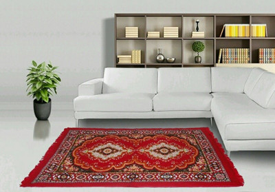 WebDealz 150 cm  X 210 cm Polyester, Jute Carpet(Rectangle, Maroon)