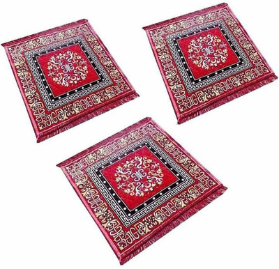 Malan Velvet Prayer Mat(Red, Pack of 3, Medium)