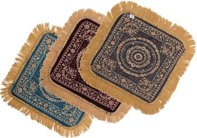 Heart Home Velvet Prayer Mat(Purple, Light Blue, Grey, Medium, Pack of 3)