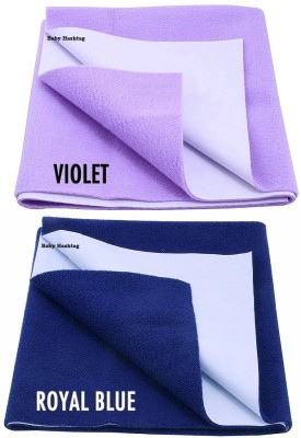 Baby Hashtag Cotton Baby Bed Protecting Mat(Violet and Royal Blue, Medium, Pack of 2)
