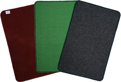 Heart Home Microfiber Door Mat(Green, Maroon, Grey, Medium, Pack of 3)