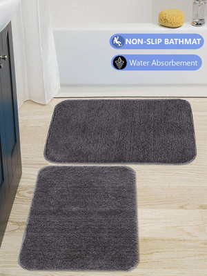 MAA HOME CONCEPT Microfiber Floor Mat(Grey, Medium, Pack of 2)