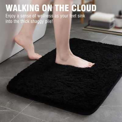 Chhogli Microfiber Bathroom Mat(Black, Large)