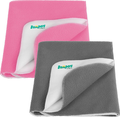 Bumpers The Baby Co. Polycotton Baby Bed Protecting Mat(Grey, Pink, Pack of 2, Small)
