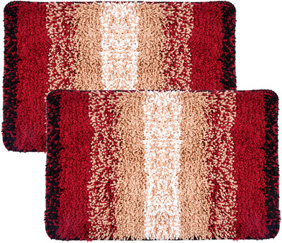 KUBER INDUSTRIES Microfiber Door Mat(Cream, Medium, Pack of 2)
