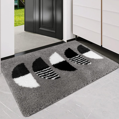 BROTEES Microfiber Door Mat(GreyBlackWhite, Large)