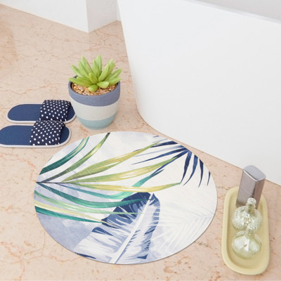KUBER INDUSTRIES Polyester, Rubber Bathroom Mat(Gray & Green & Blue, Small)